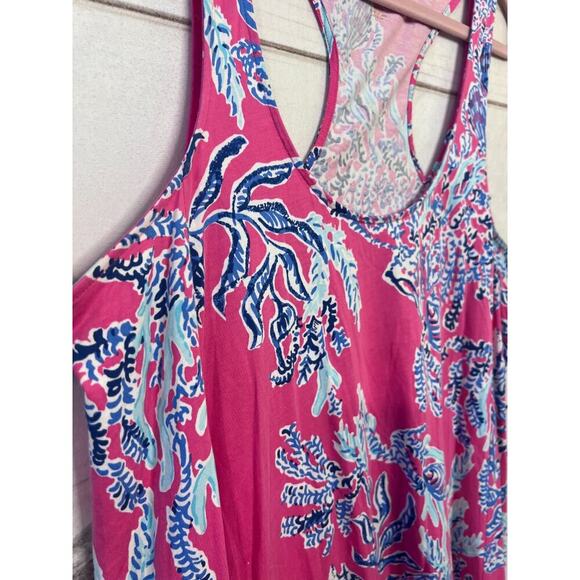 Lilly Pulitzer Monterey Dress Pima Cotton Capri Pink Samba Coral Print Large L - Picture 2 of 6